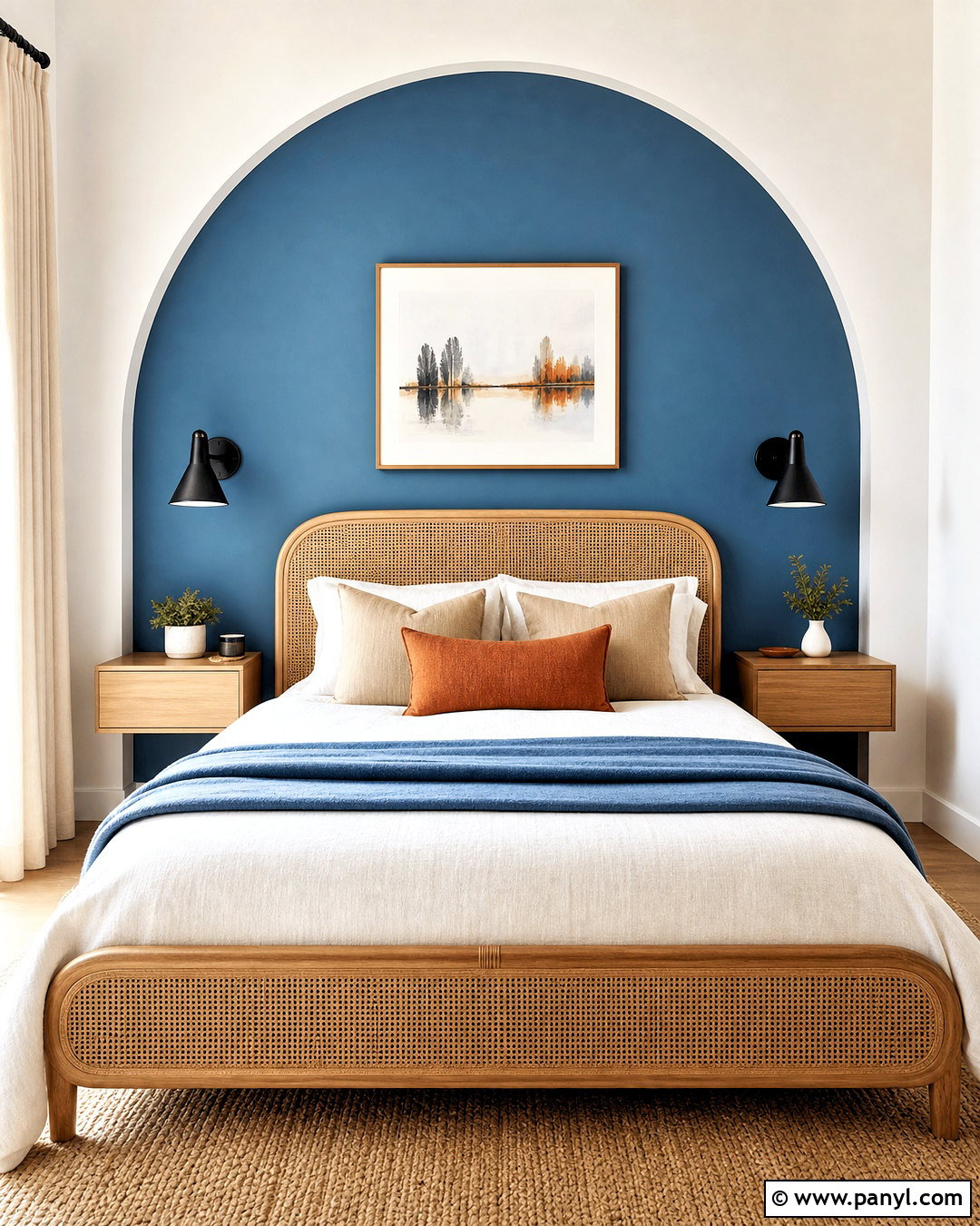 Blue Painted Arch Accent Wall - 20 bedroom blue accent wall ideas
