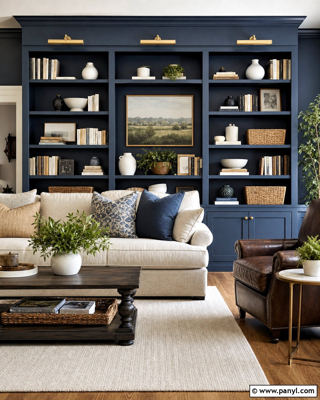 Blue Painted Bookshelf Wall - 20 blue wall painting ideas