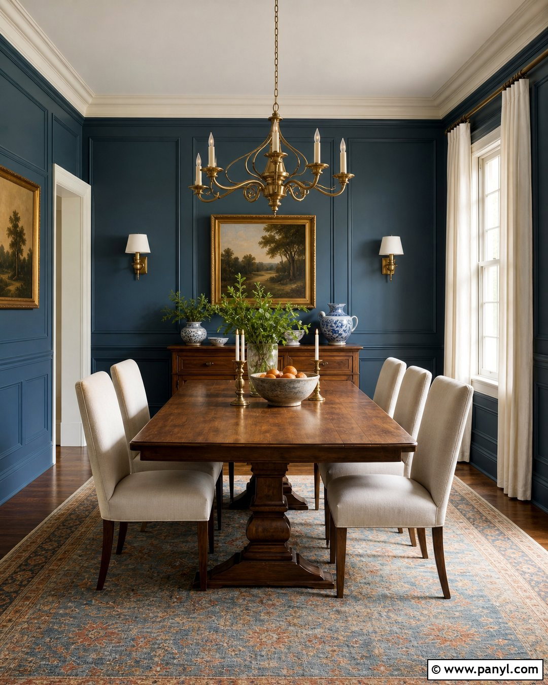 Blue Paneled Dining Room Walls - 35 Blue Painted Walls