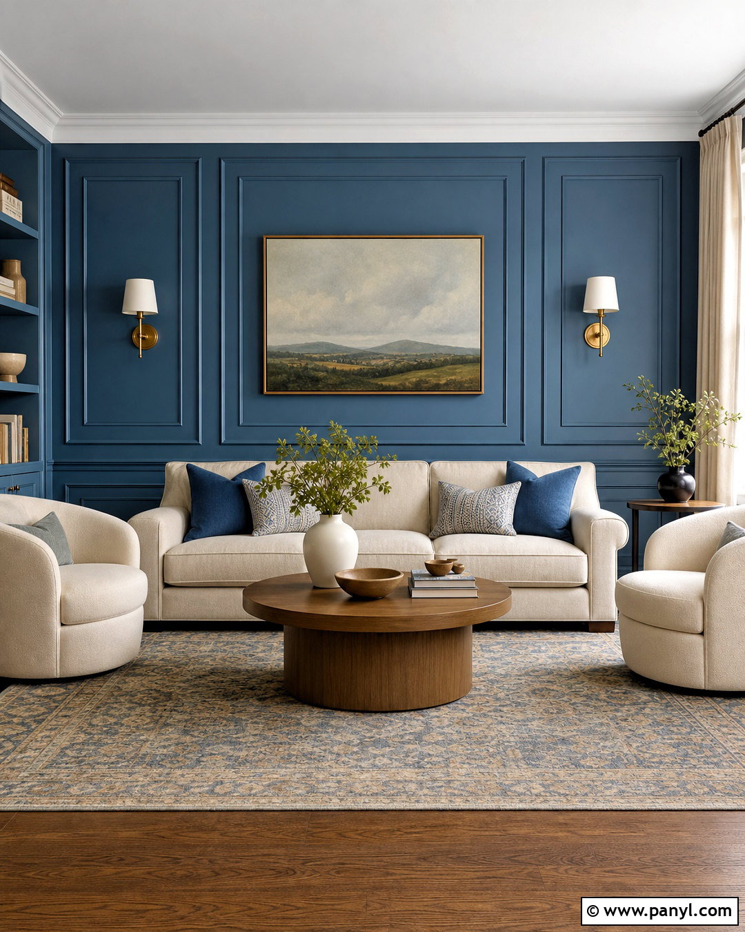 Blue Paneled Feature Wall - 20 blue feature wall living room ideas
