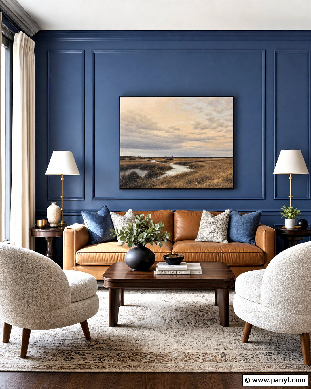 Blue Paneled Living Room Wall - 20 blue wall ideas