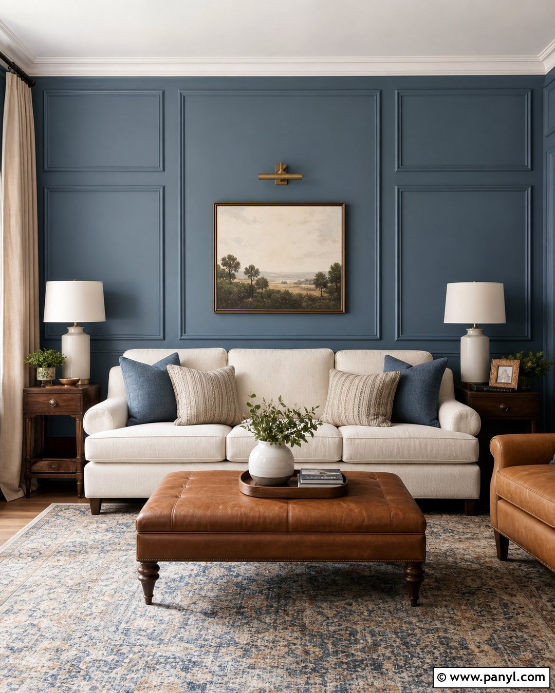 Blue Paneled Living Room Wall - 30 blue wall interior ideas