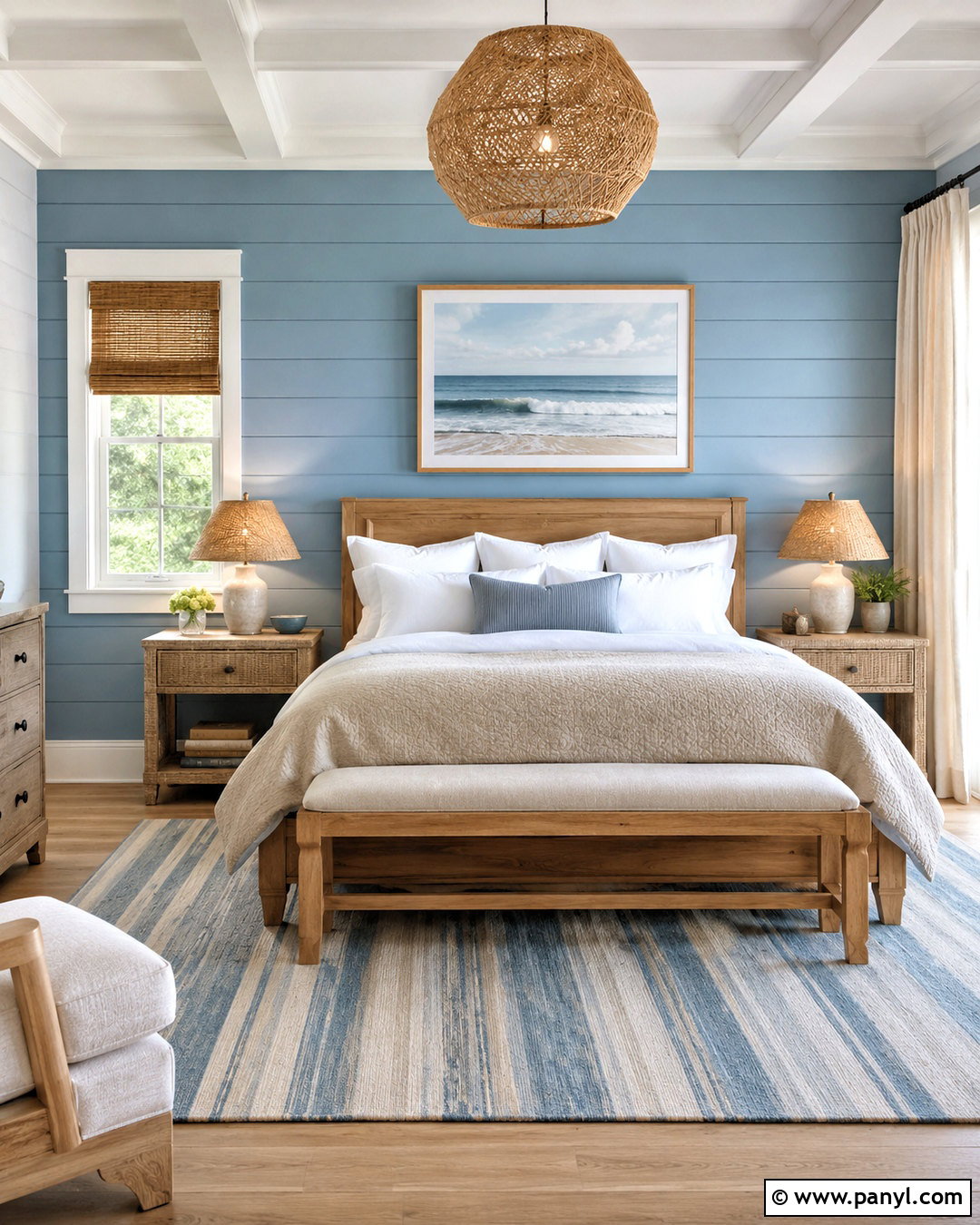 Blue Panelling Coastal Bedroom - 20 blue panelling ideas