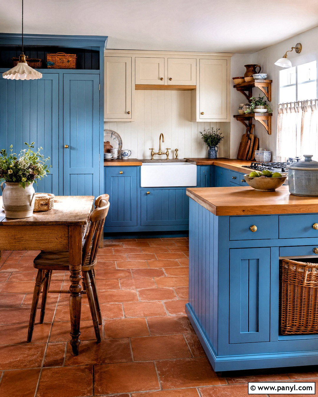 Blue Panelling Cottage Kitchen - 20 blue panelling ideas