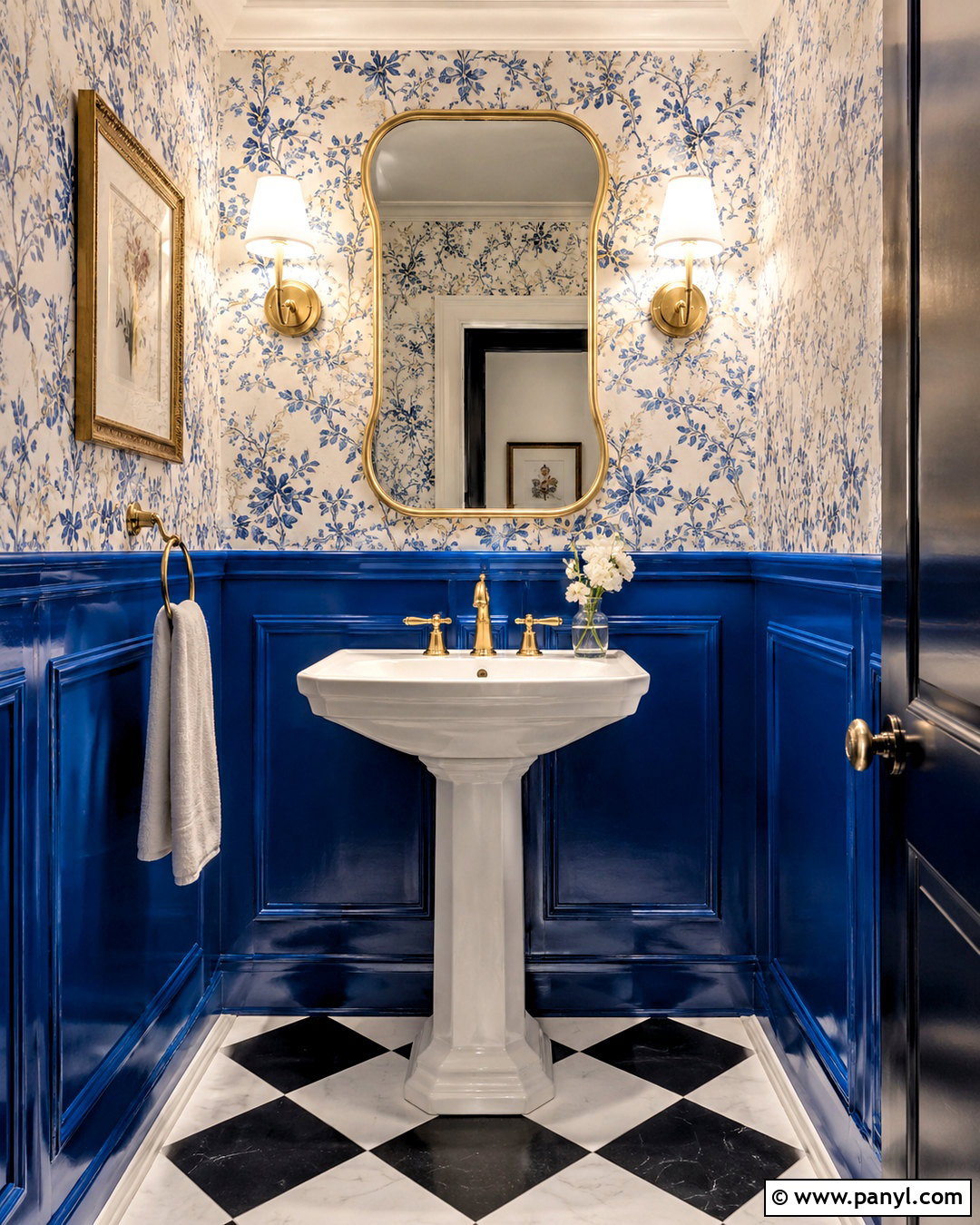 Blue Panelling Powder Room - 20 blue panelling ideas