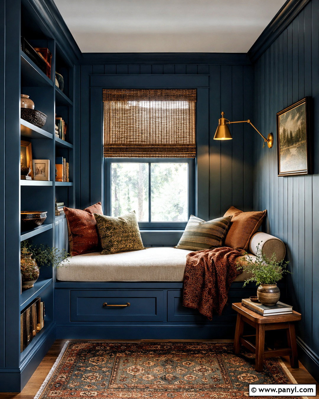 Blue Panelling Reading Nook - 20 blue panelling ideas