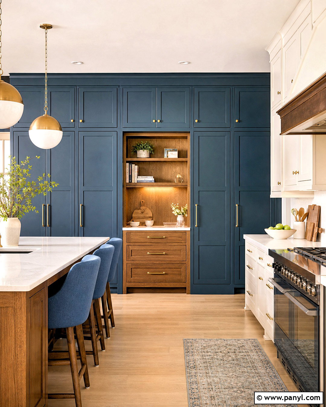 Blue Pantry Cabinets - 20 kitchen with blue accents