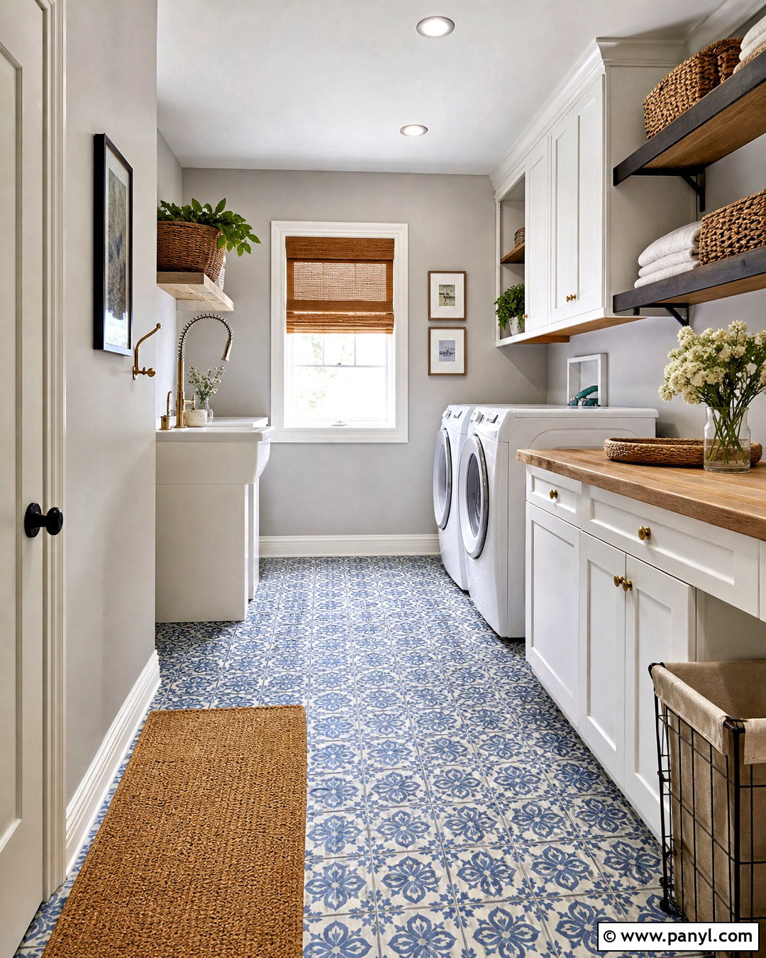 Blue Patterned Laundry Room Tile - 20 home floor tiles design ideas