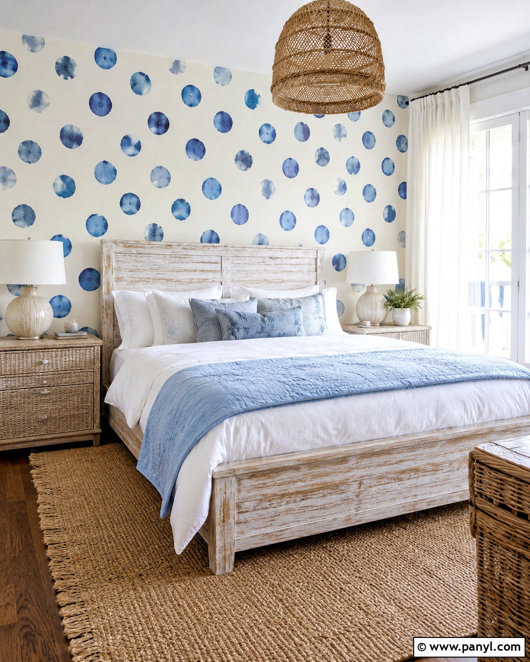 Blue Polka Dot Coastal Bedroom Wall - 40 polka dot walls