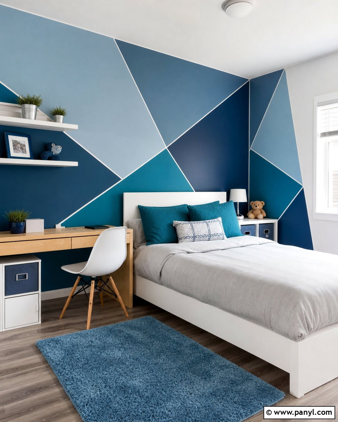 Blue Polygon Geometric Wall Paint - 25 Geometric Wall Paint Kids