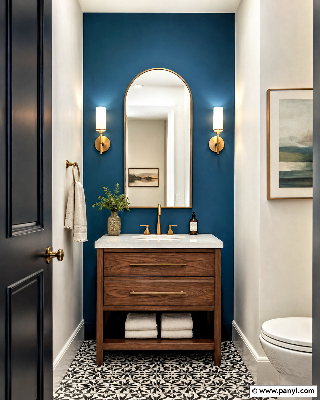 Blue Powder Room Accent Wall - 40 Blue Accent Wall Ideas