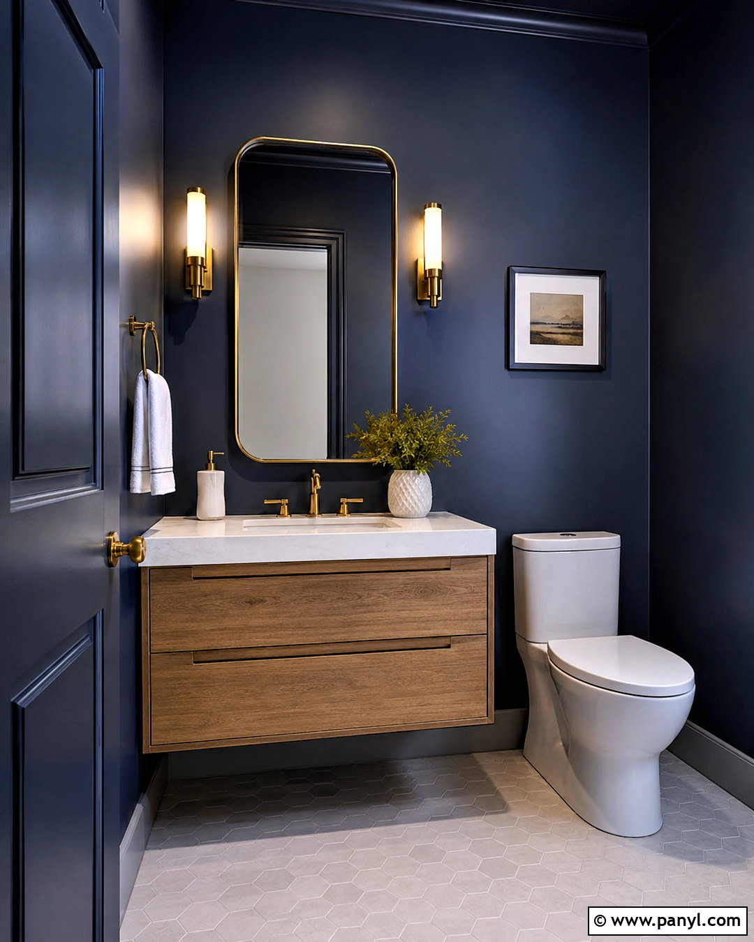 Blue Powder Room - 40 blue wall paint ideas