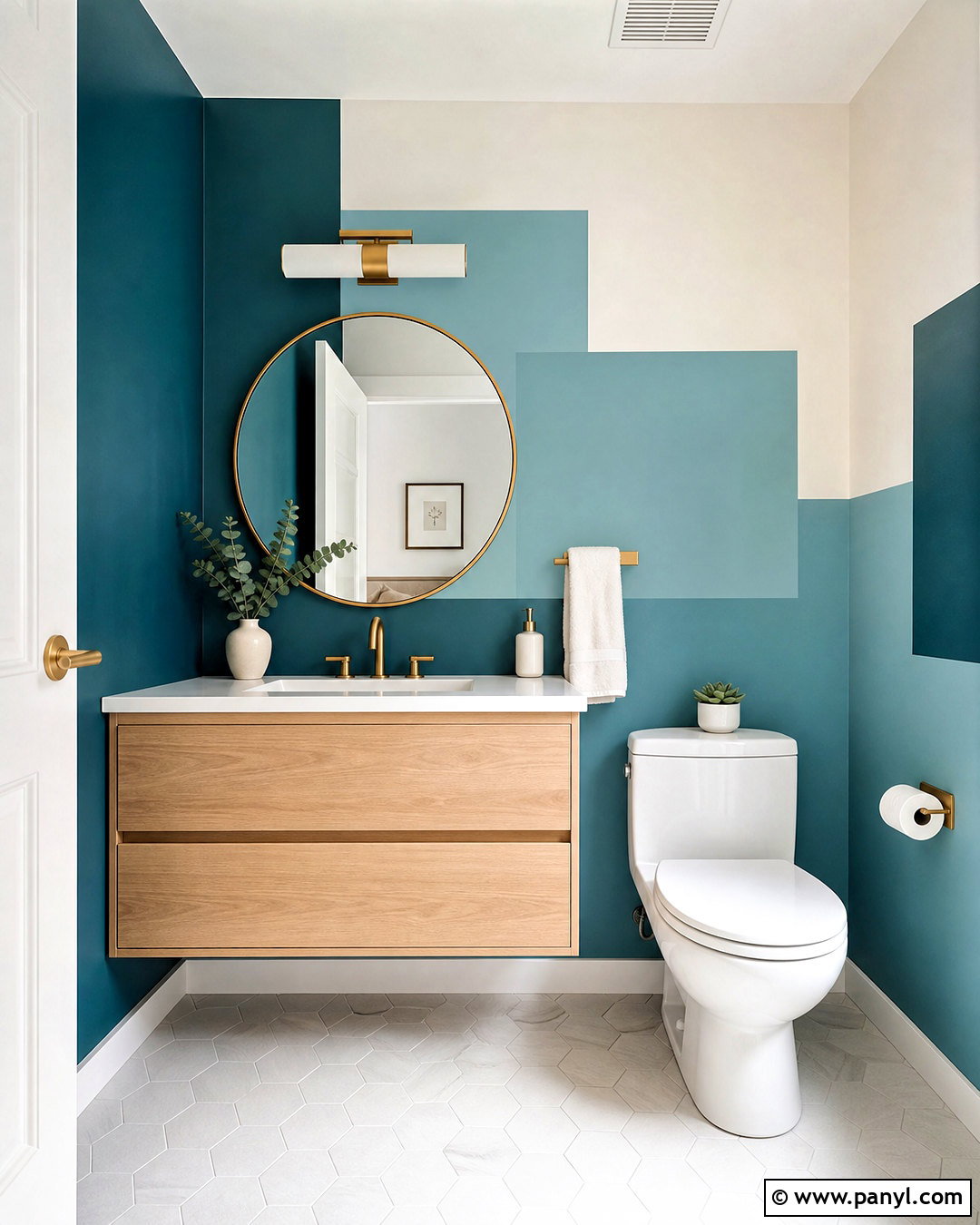 Blue Rectangle Geometric Bathroom Wall - 20 geometric wall paint ideas