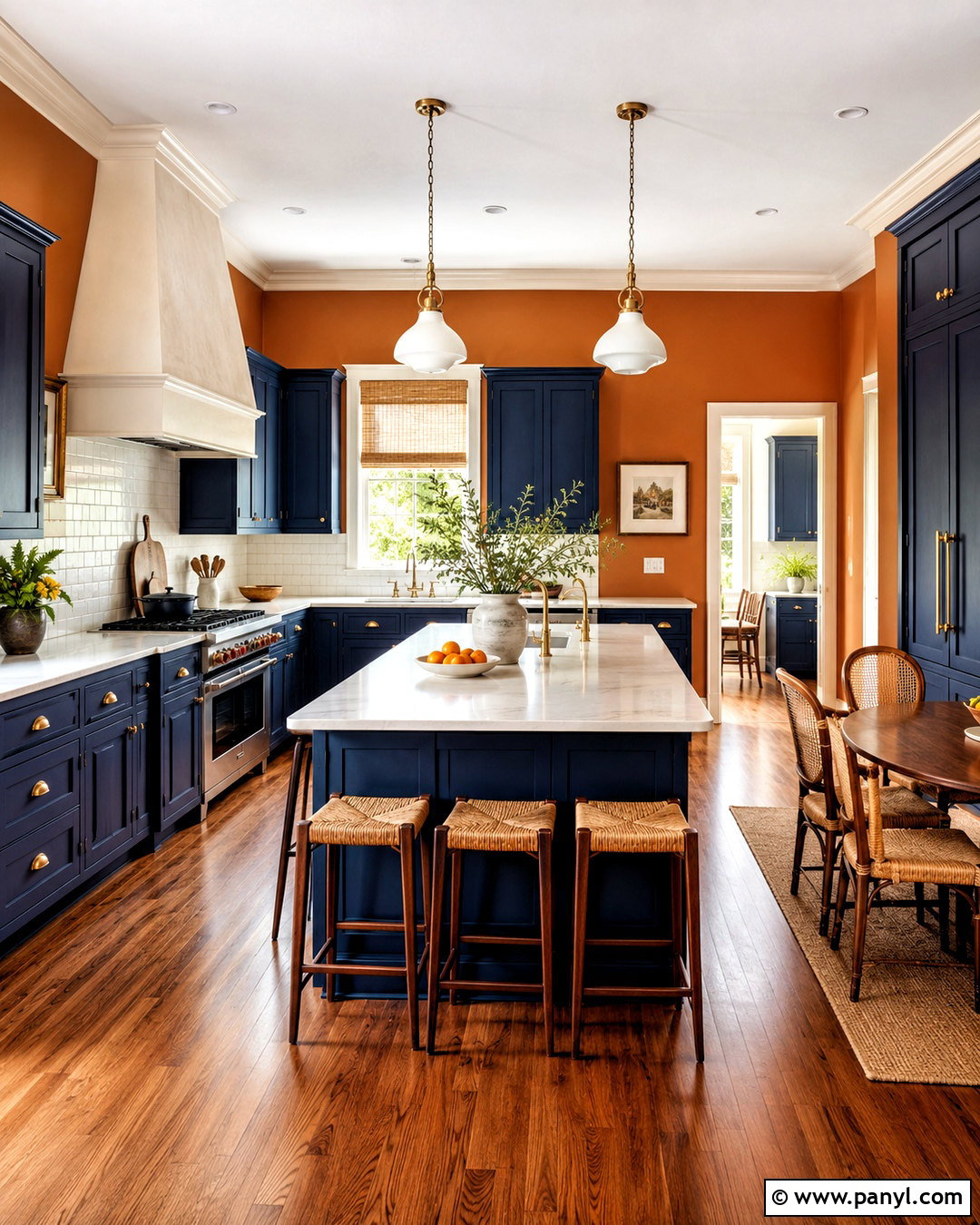 Blue Shaker Cabinets With Rust Orange Walls - 20 blue and orange kitchen ideas