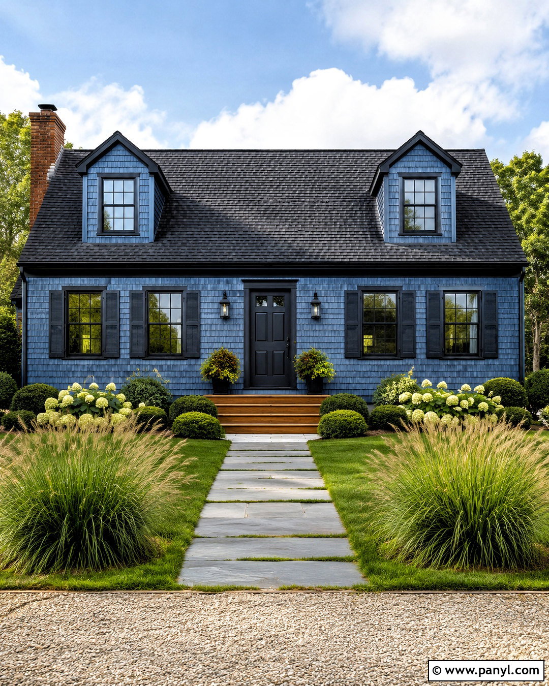 Blue Shingle Cape Cod House With Black Trim - 20 blue house black trim ideas