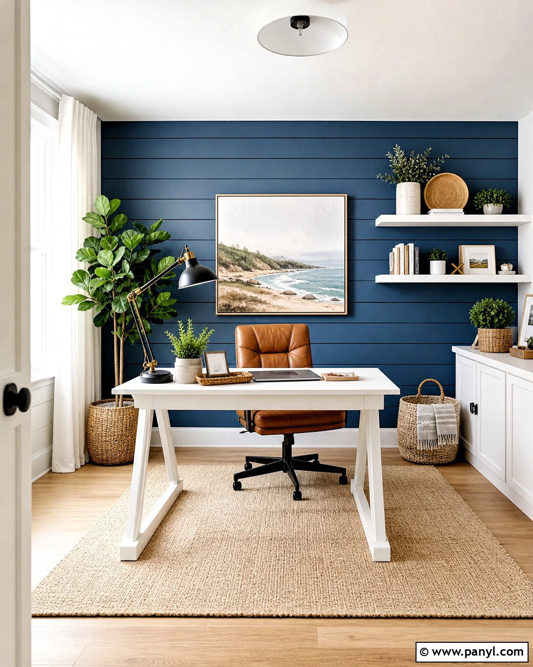 Blue Shiplap Accent Wall Office - 20 blue accent wall office ideas