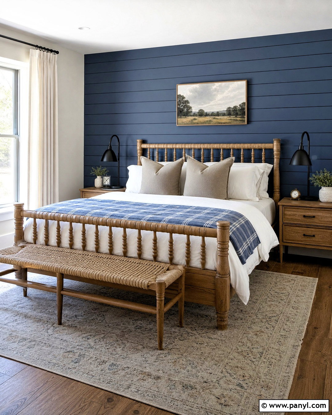 Blue Shiplap Accent Wall With Farmhouse Decor - 20 bedroom blue accent wall ideas