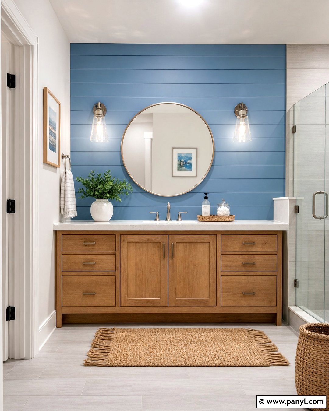 Blue Shiplap Bathroom Accent Wall - 20 Accent Blue Wall Ideas