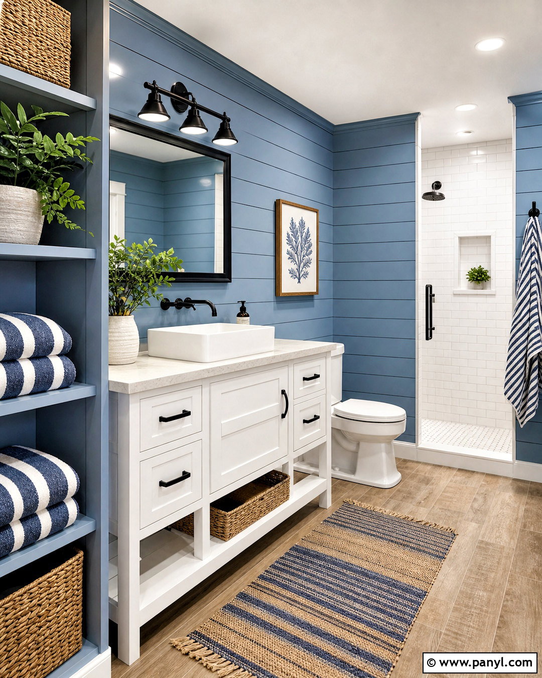 Blue Shiplap Bathroom - 20 white and blue bathroom ideas