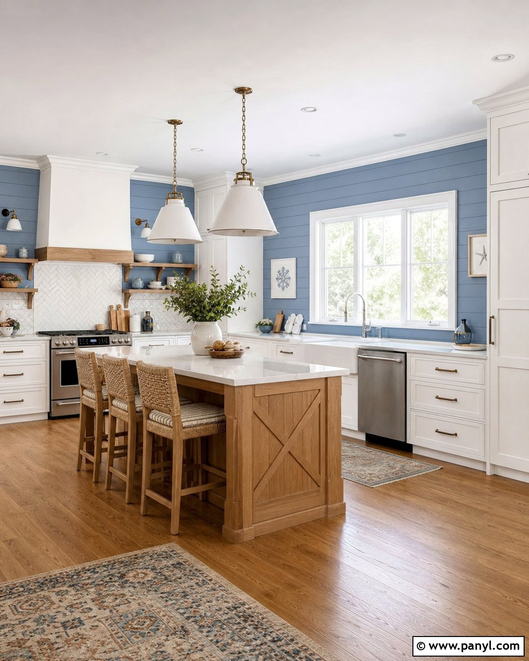 Blue Shiplap Kitchen Walls With White Cabinets - 30 blue kitchen walls white cabinets