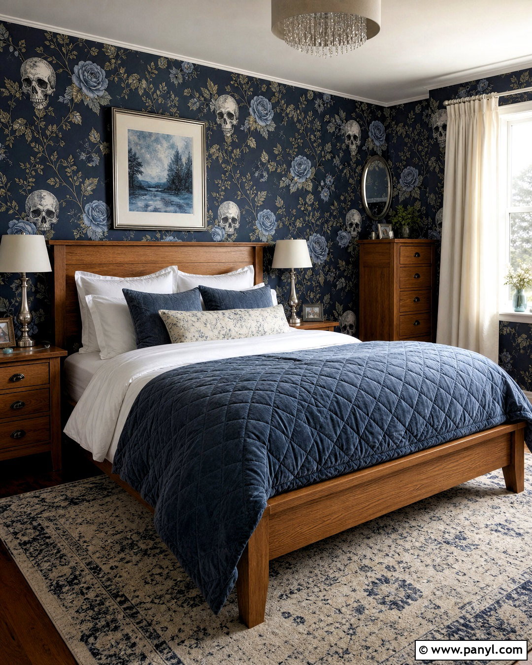 Blue Skull And Rose Wallpaper Bedroom - 20 skull and rose pattern wallpaper ideas