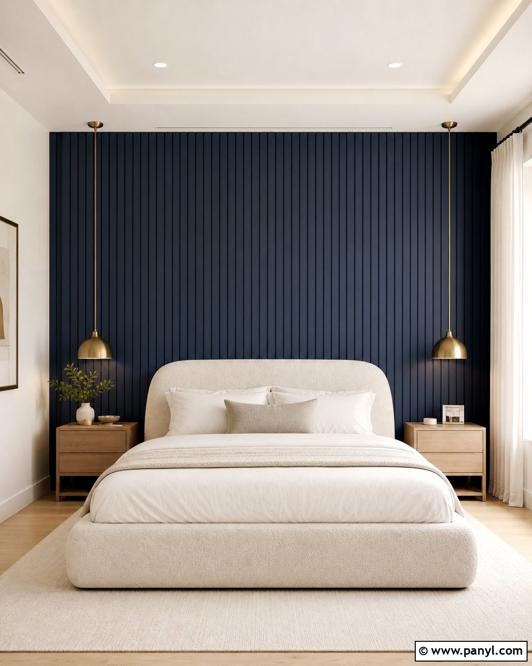 Blue Slat Wood Feature Wall - 35 blue feature wall ideas