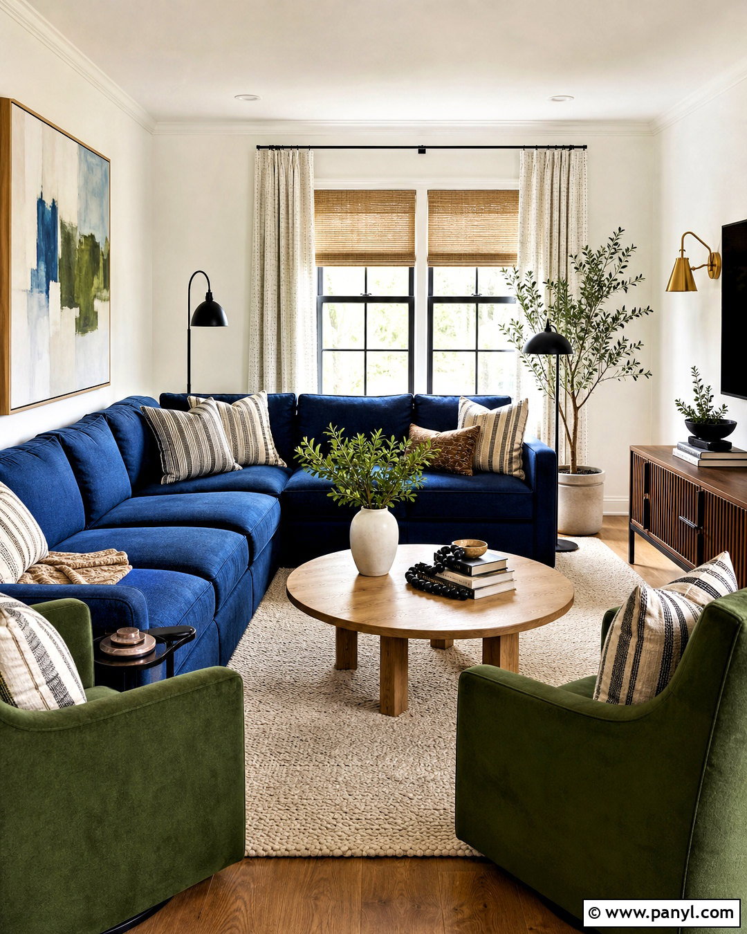 Blue Sofa And Green Accent Chairs - 20 green and blue decor ideas