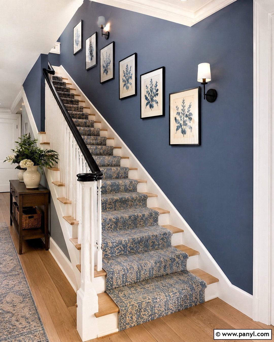 Blue Staircase Accent Wall - 40 Blue Accent Wall Ideas