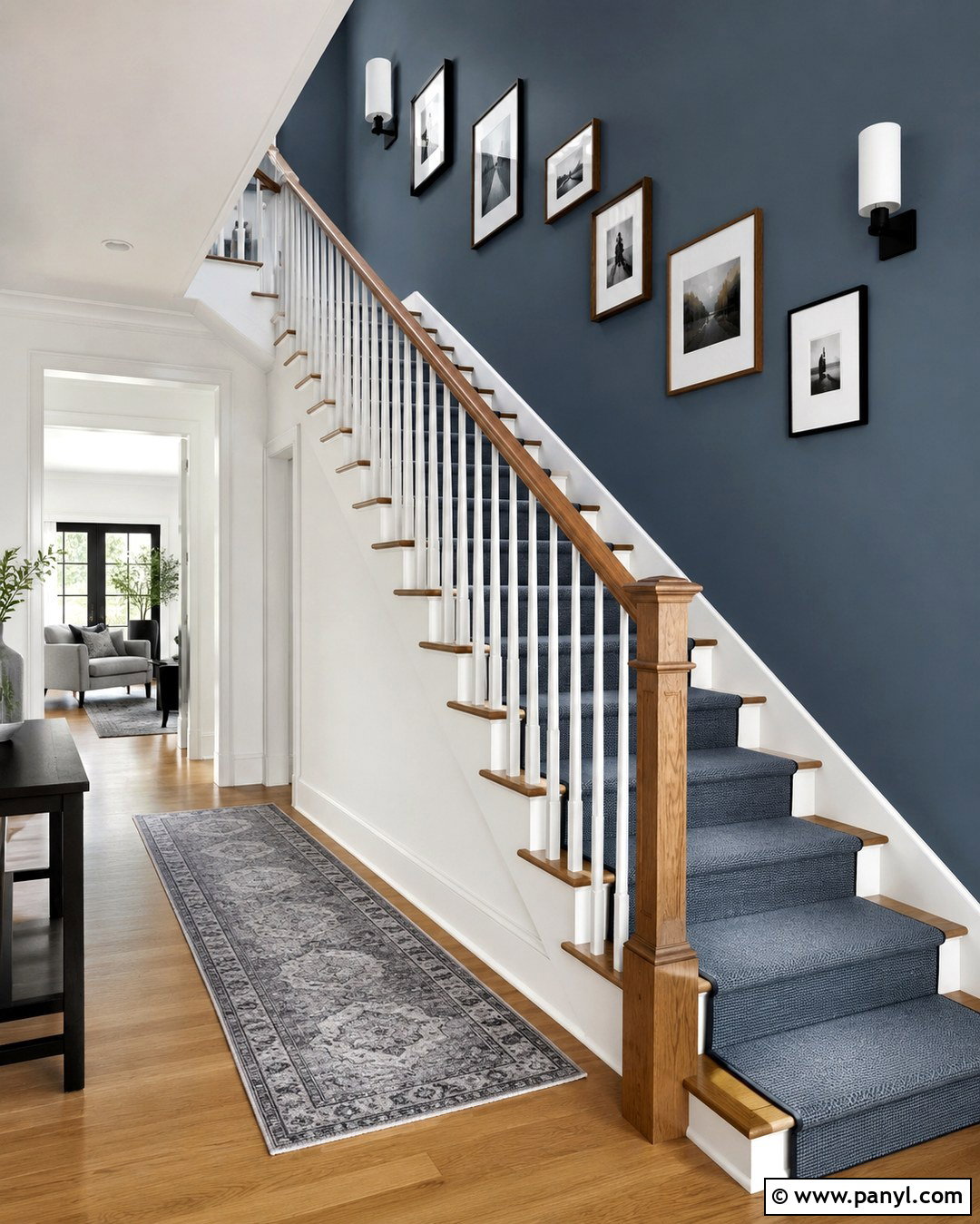 Blue Staircase Accent Wall - 20 White Walls With Blue Accent Wall Ideas