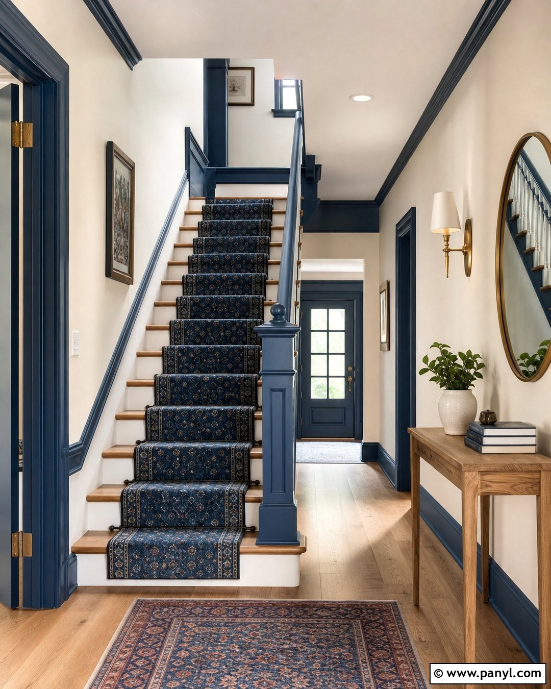 Blue Staircase Trim - 35 Blue Trim White Walls