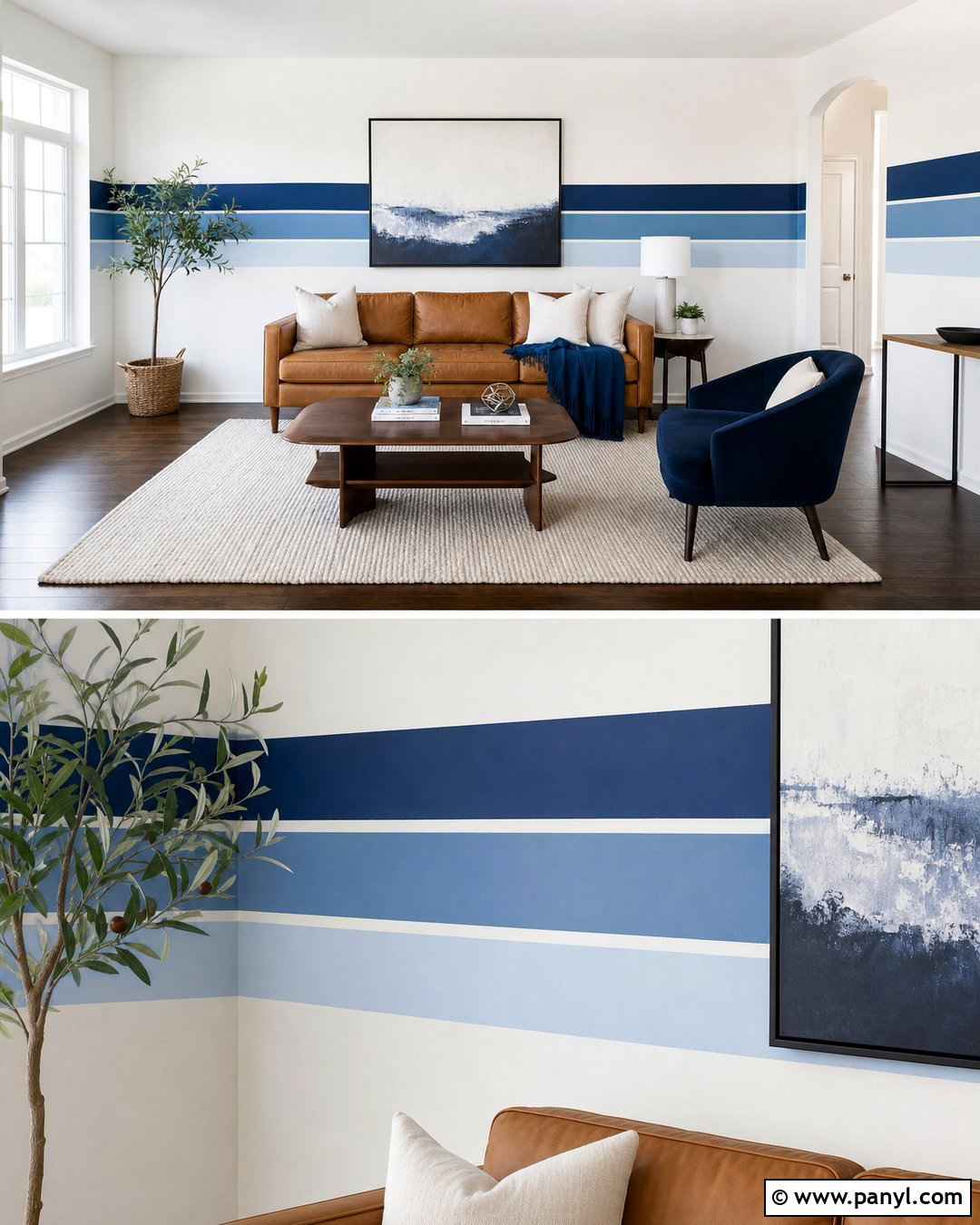 Blue Stripe Border Wall - 25 Blue Stripe Painted Wall Ideas
