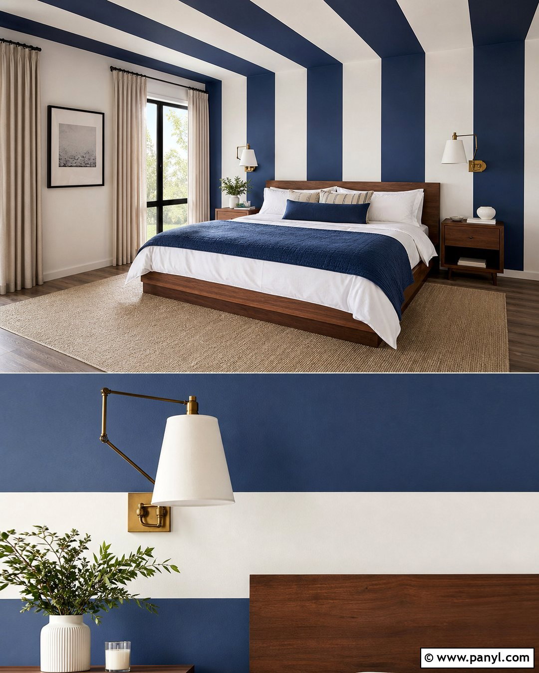Blue Stripe Wall And Ceiling - 25 Blue Stripe Painted Wall Ideas