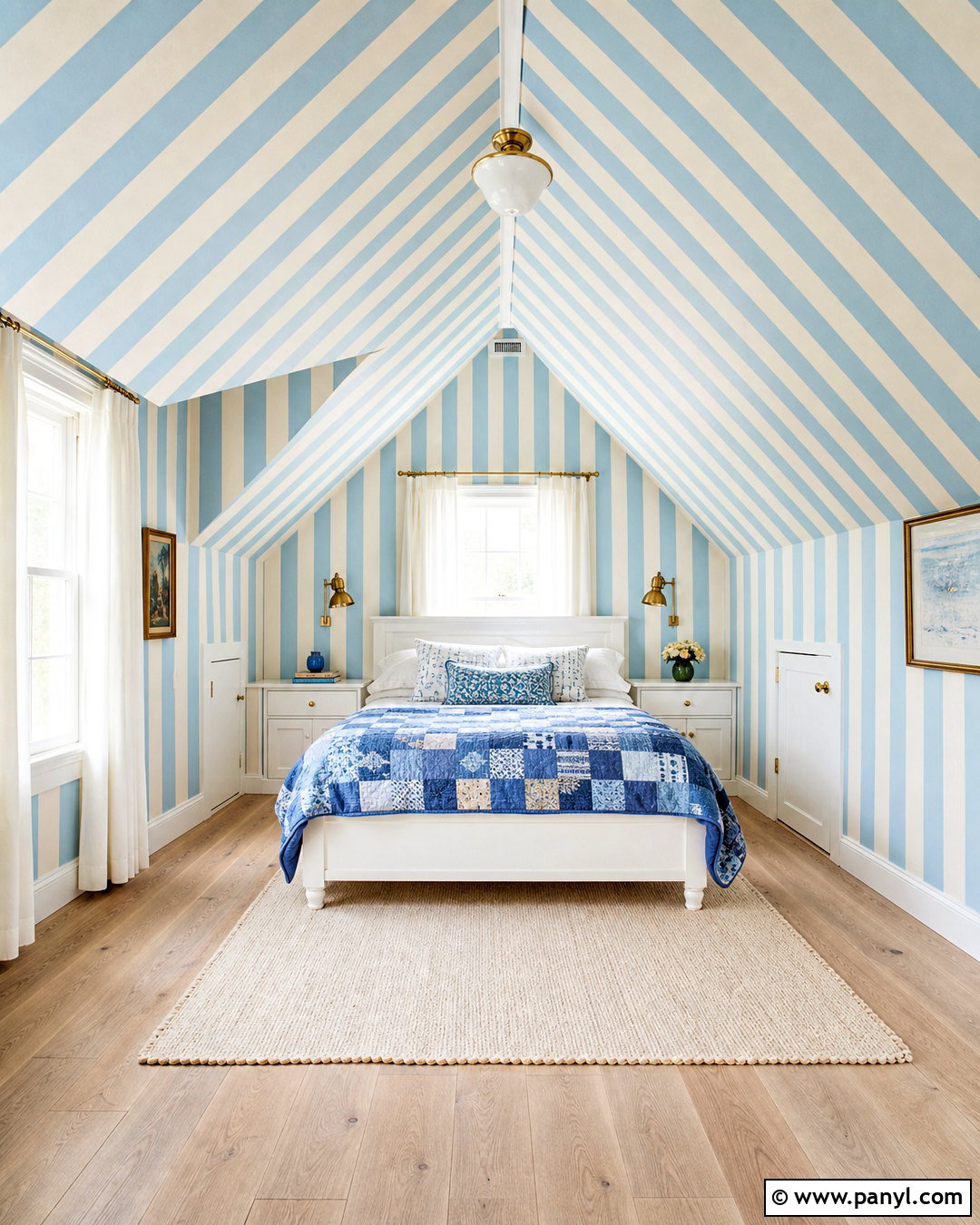 Blue Striped Bedroom Walls And Ceiling - 20 striped bedroom walls