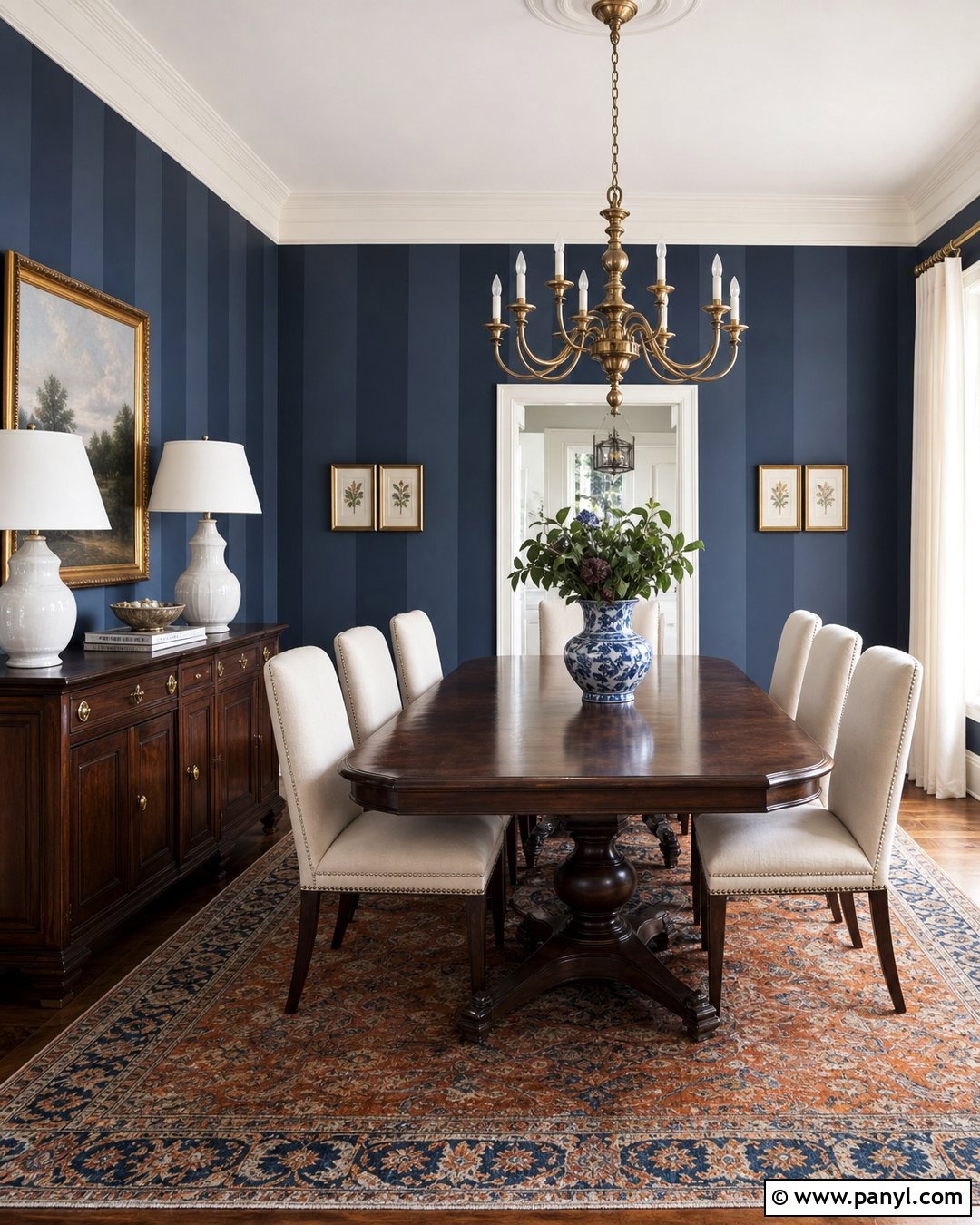 Blue Striped Dining Room Walls - 35 Blue Striped Walls