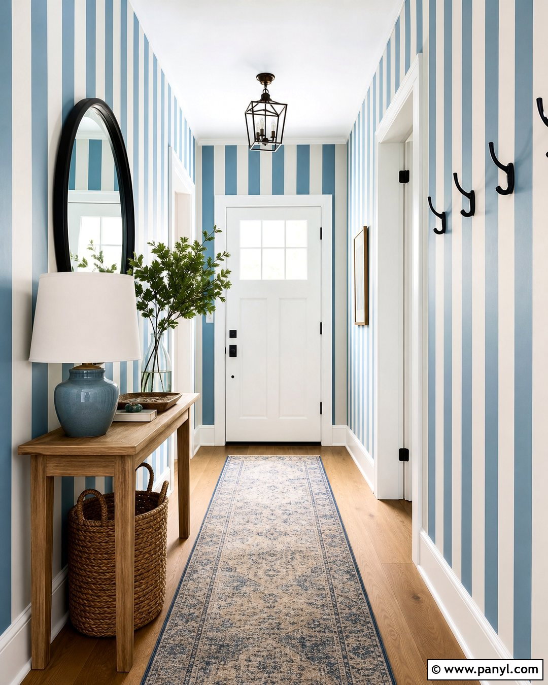 Blue Striped Entryway Walls - 35 Blue Striped Walls