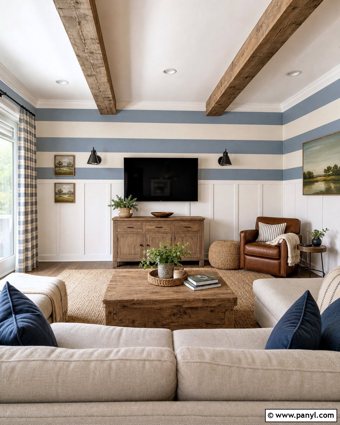 Blue Striped Farmhouse Walls - 35 Blue Striped Walls