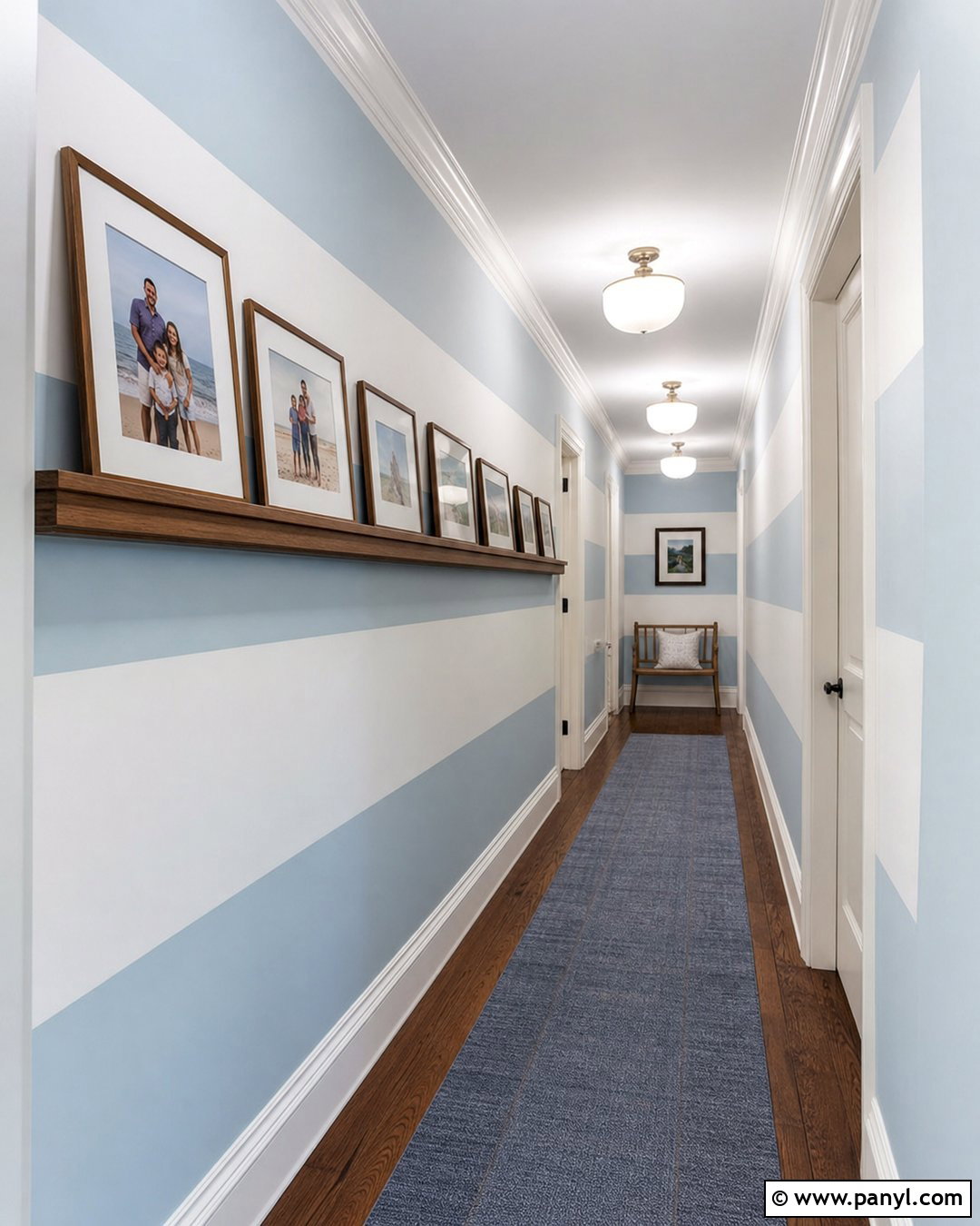 Blue Striped Hallway Walls - 35 Blue Striped Walls