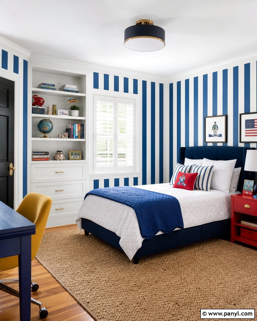 Blue Striped Kids Bedroom Walls - 35 Blue Striped Walls