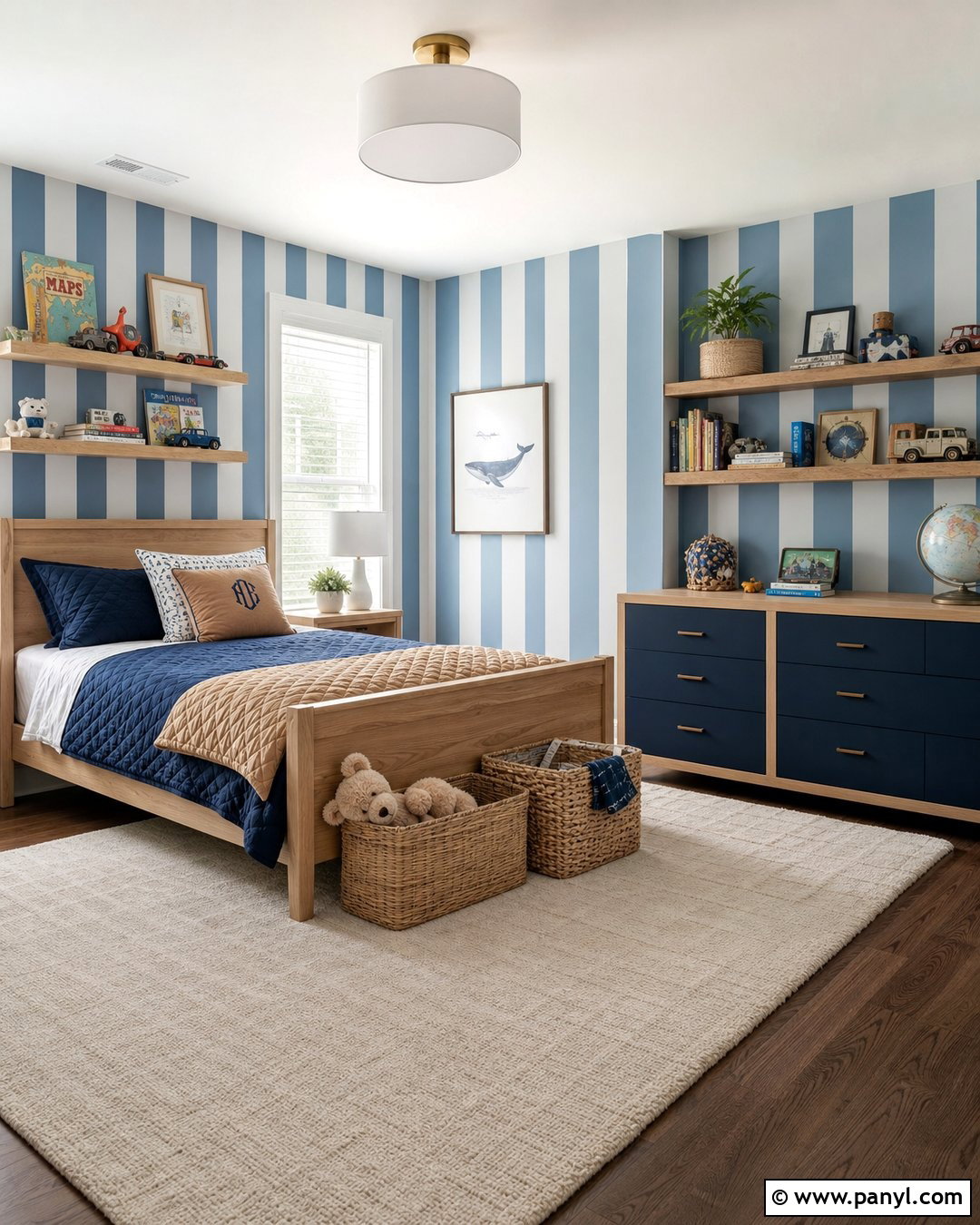 Blue Striped Kids Room Walls - 20 How To Paint Walls Blue Ideas