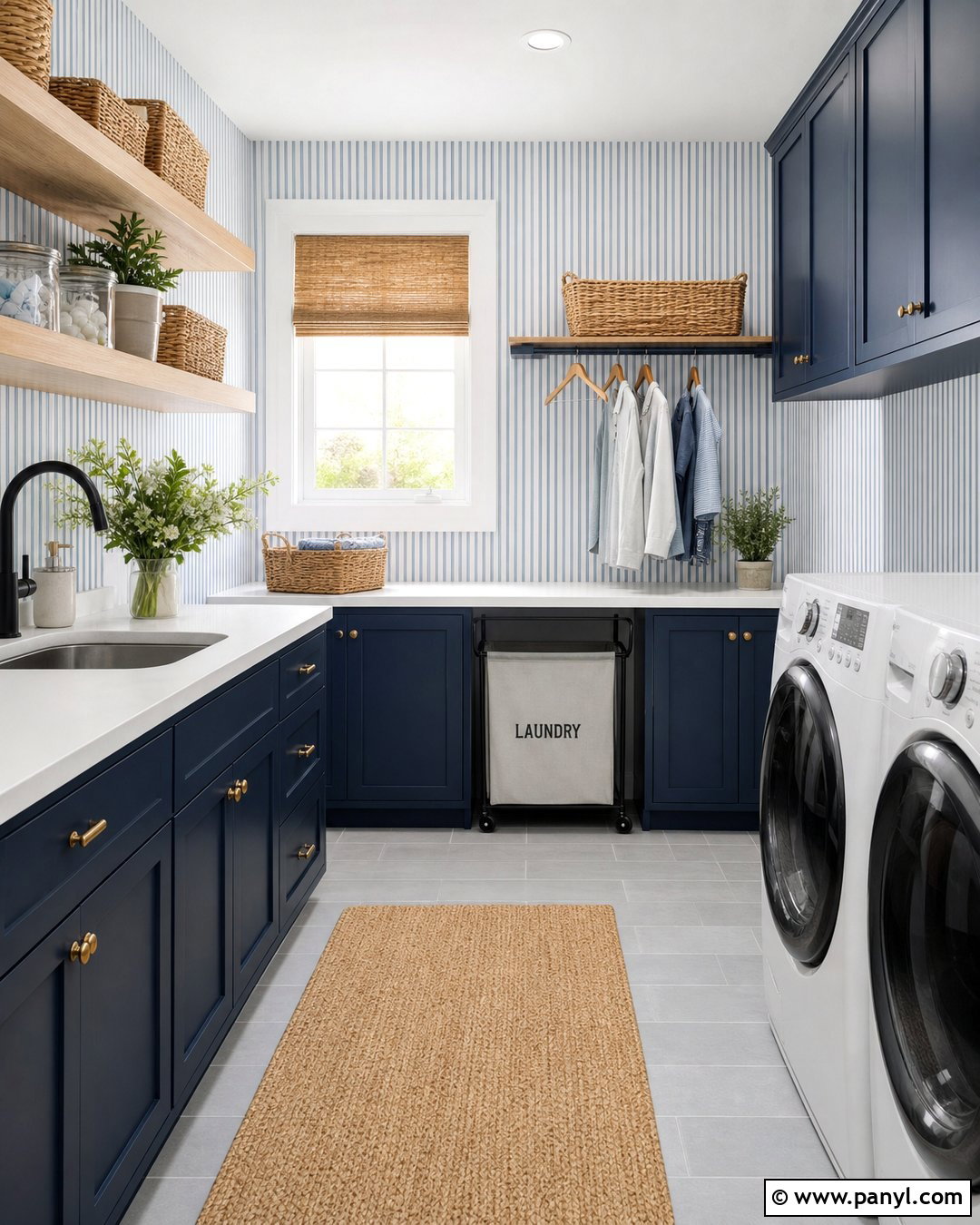 Blue Striped Laundry Room Walls - 35 Blue Striped Walls