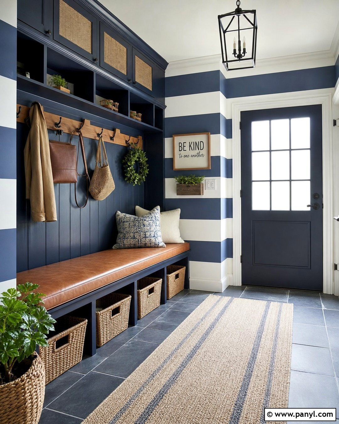 Blue Striped Mudroom Walls - 35 Blue Striped Walls