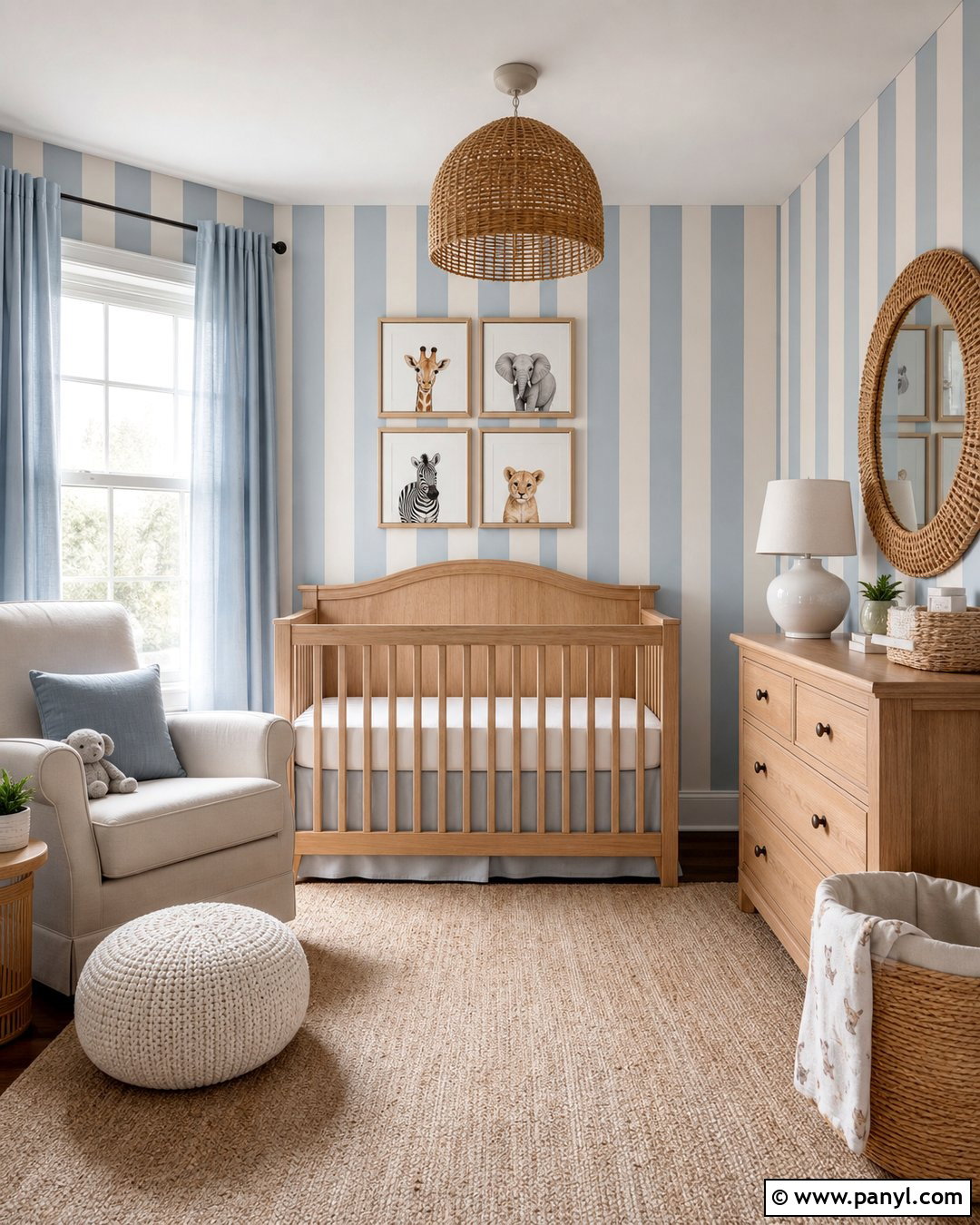 Blue Striped Nursery Walls - 35 Blue Striped Walls