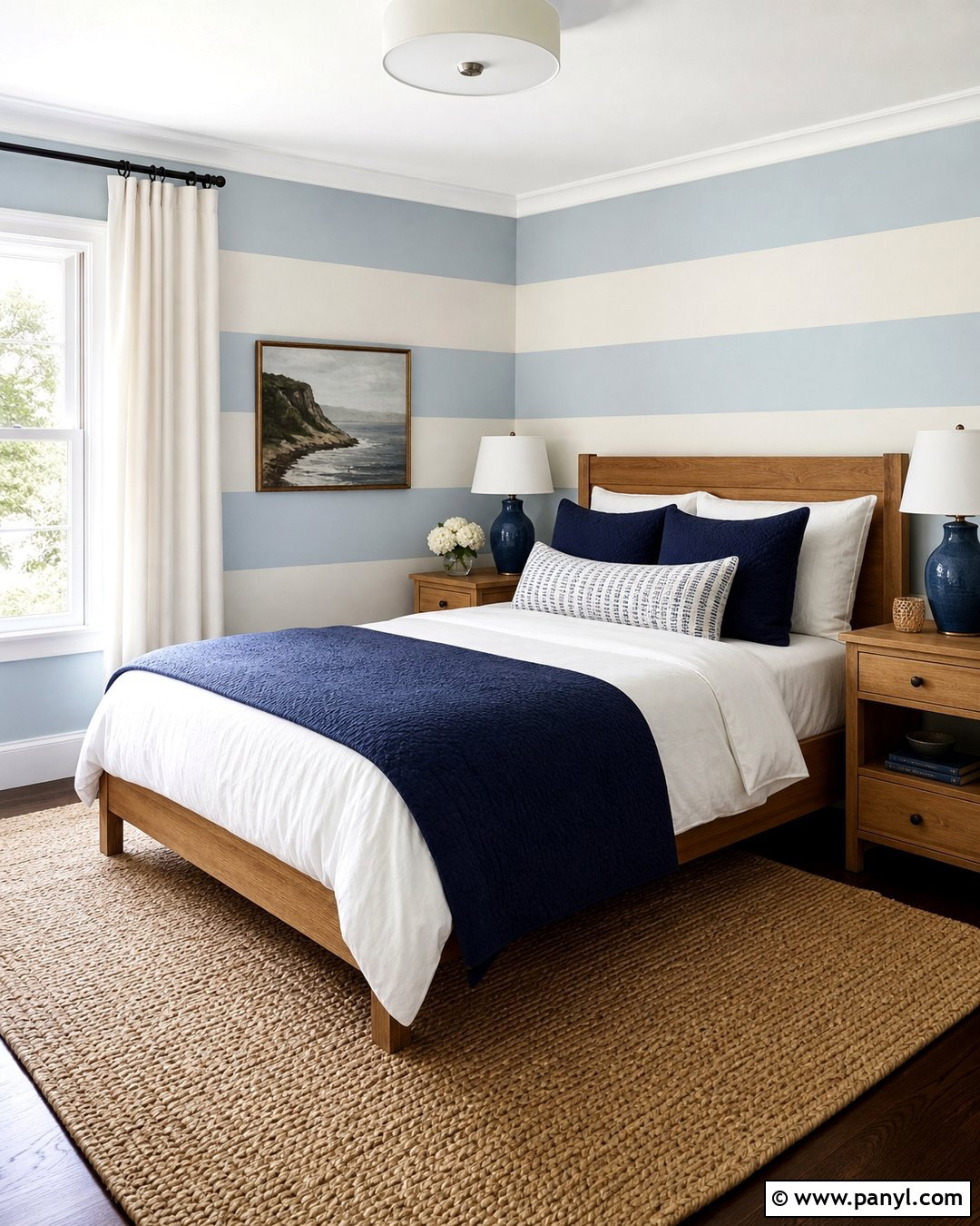 Blue Striped Painted Walls - 35 Blue Painted Walls