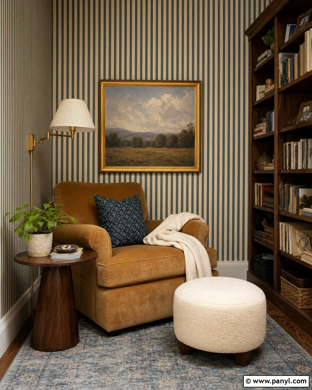 Blue Striped Reading Nook Walls - 35 Blue Striped Walls