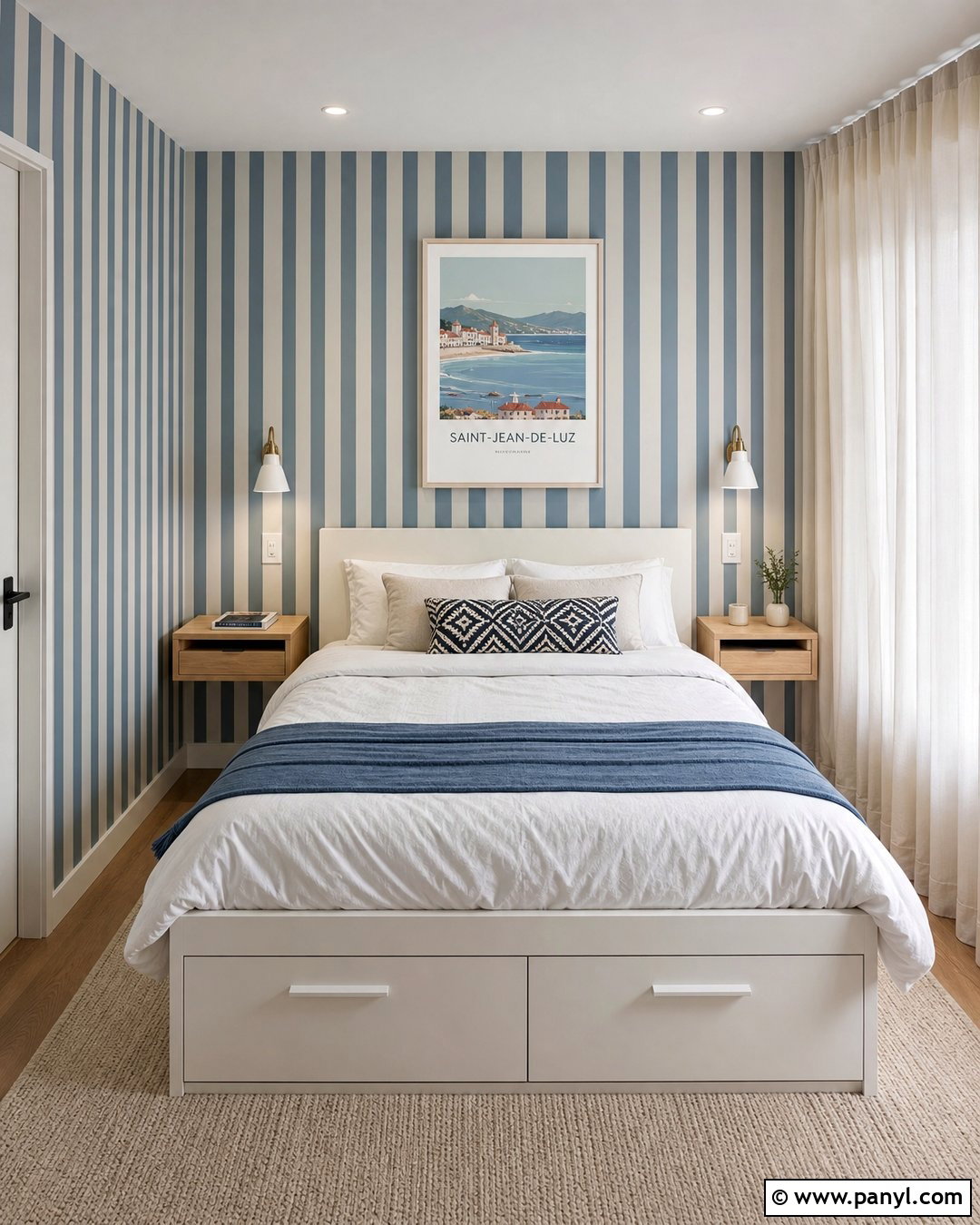 Blue Striped Small Bedroom Walls - 35 Blue Striped Walls