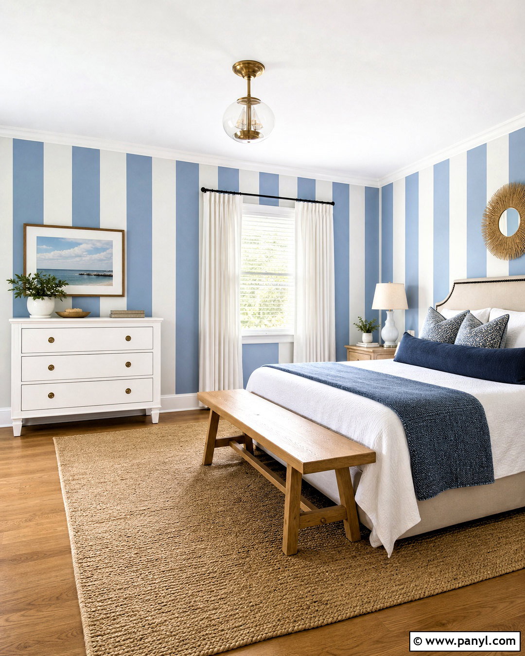 Blue Striped Wall - 20 blue wall painting ideas