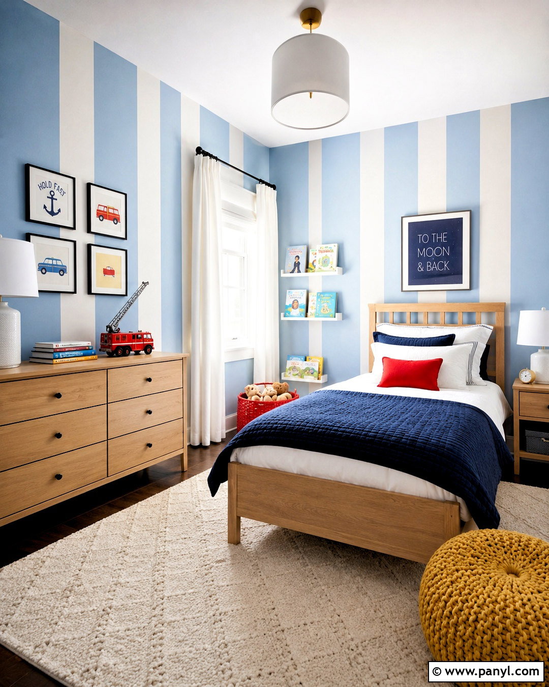 Blue Striped Wall - 40 blue wall paint ideas