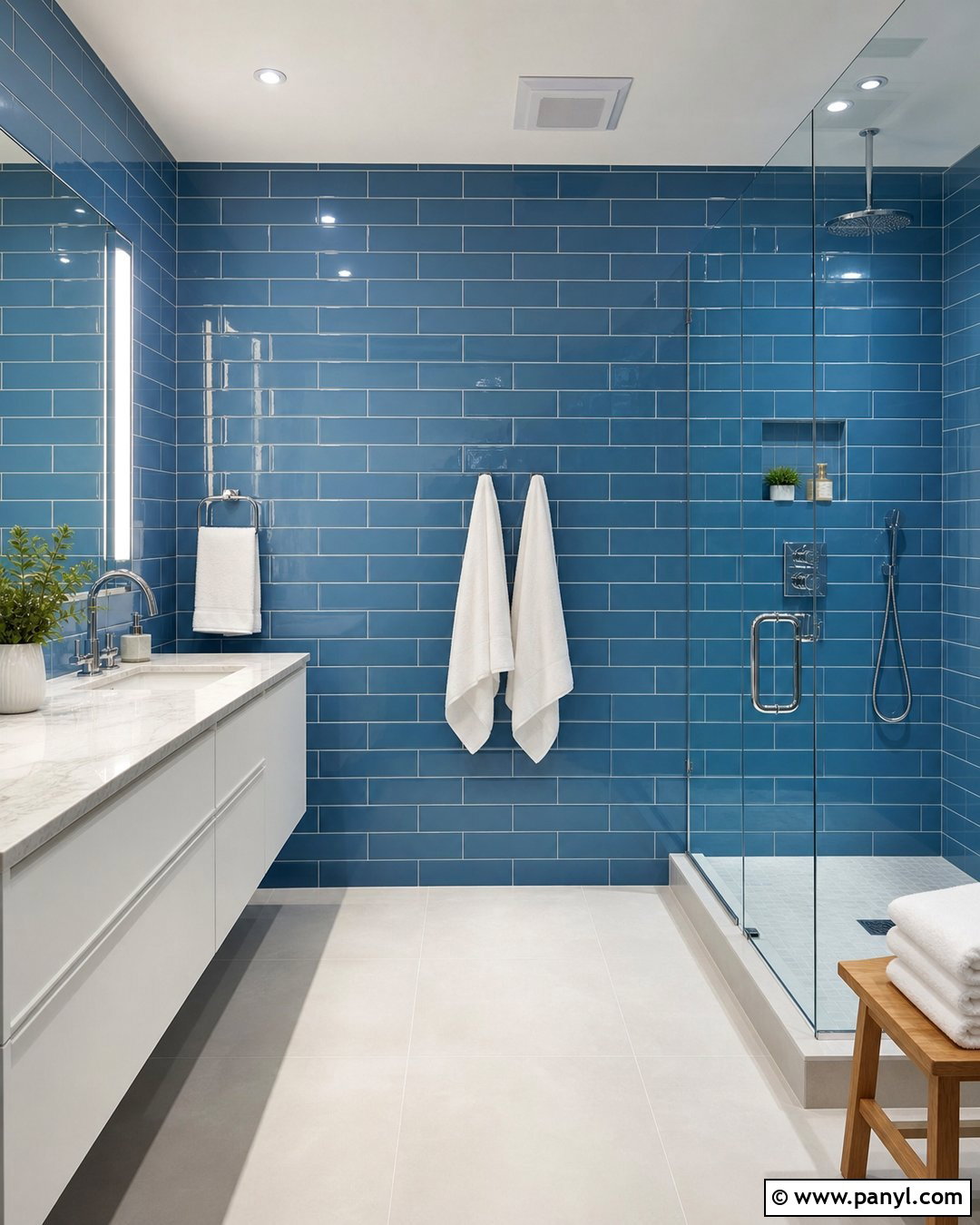 Blue Subway Tile Bathroom Walls - 35 Blue Bathroom Walls