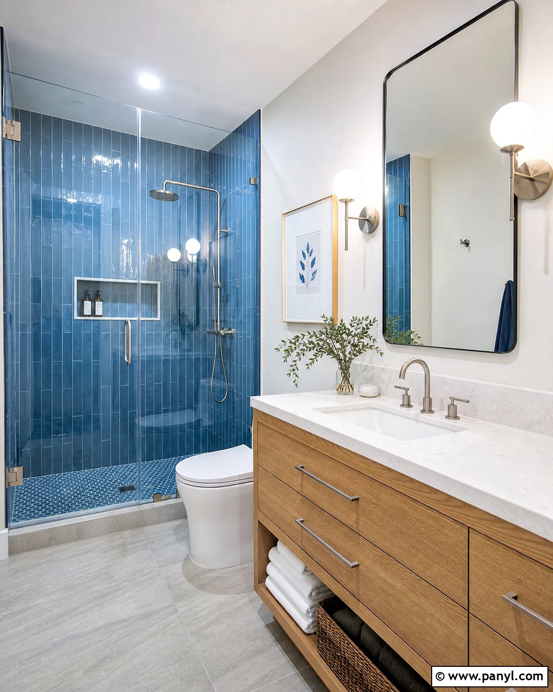 Blue Subway Tile Shower Bathroom - 20 white and blue bathroom ideas
