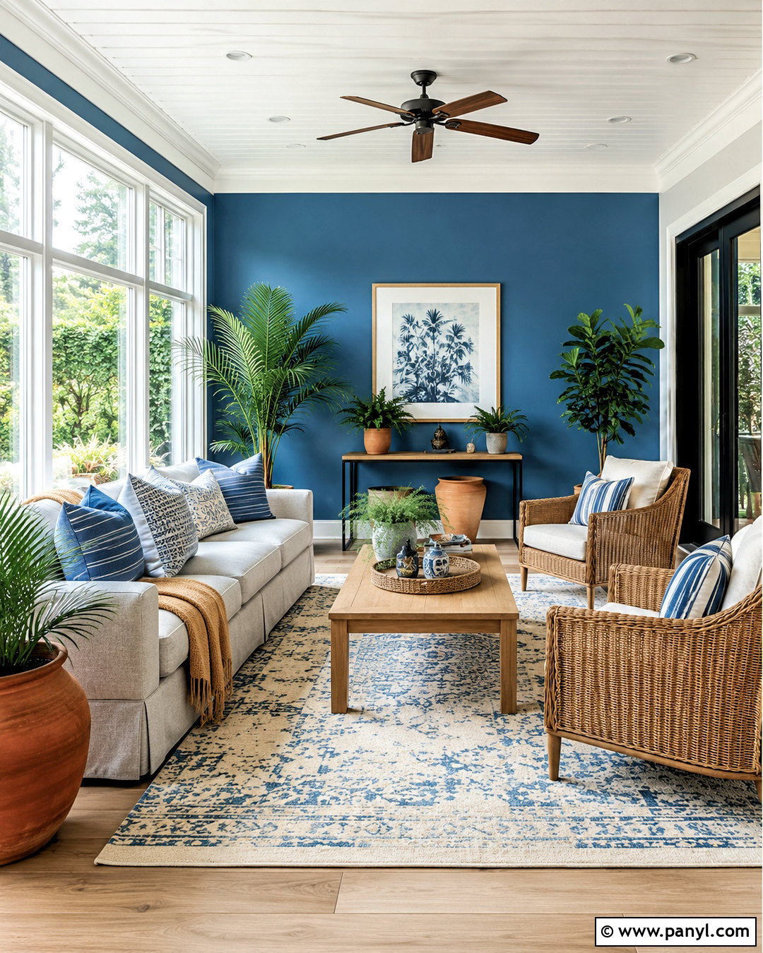 Blue Sunroom Accent Wall - 40 Blue Accent Wall Ideas